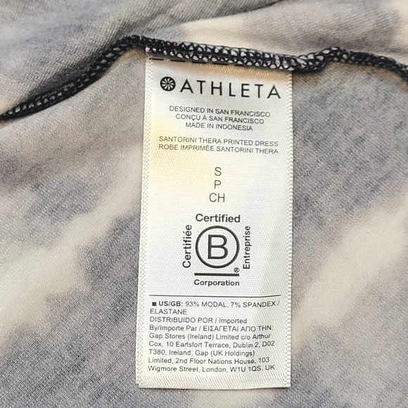 Athleta Santorini Thera Tie Dye Blue Striped Dress Size S Sleeveless Flare - Picture 6 of 11